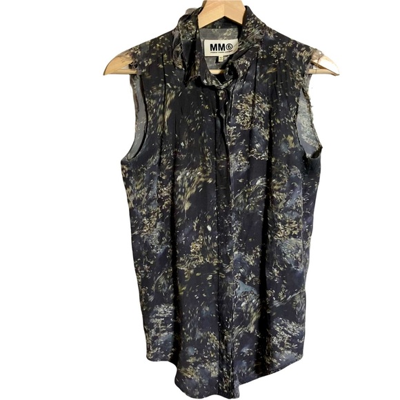 MM6 Margiela Fall 2012 distressed dark floral sleeveless blouse size EU40 small - Picture 1 of 9